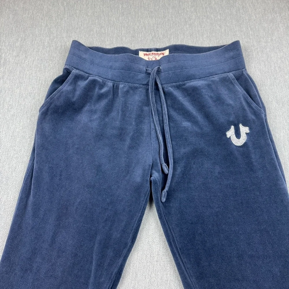 True Religion Pants‎ Mens Medium Blue Velour Velvet Joggers Sweatpants Lounge